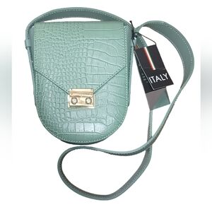 ISADORA NWT Genuine Embossed Leather Made In Italy Small Designer Crossbody Bag